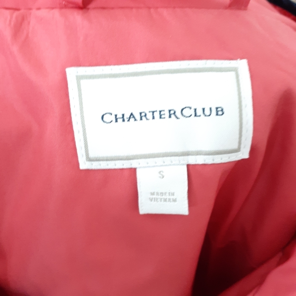 Charter Club Quilted Vest Coral Navy Pockets J - Picture 6 of 8